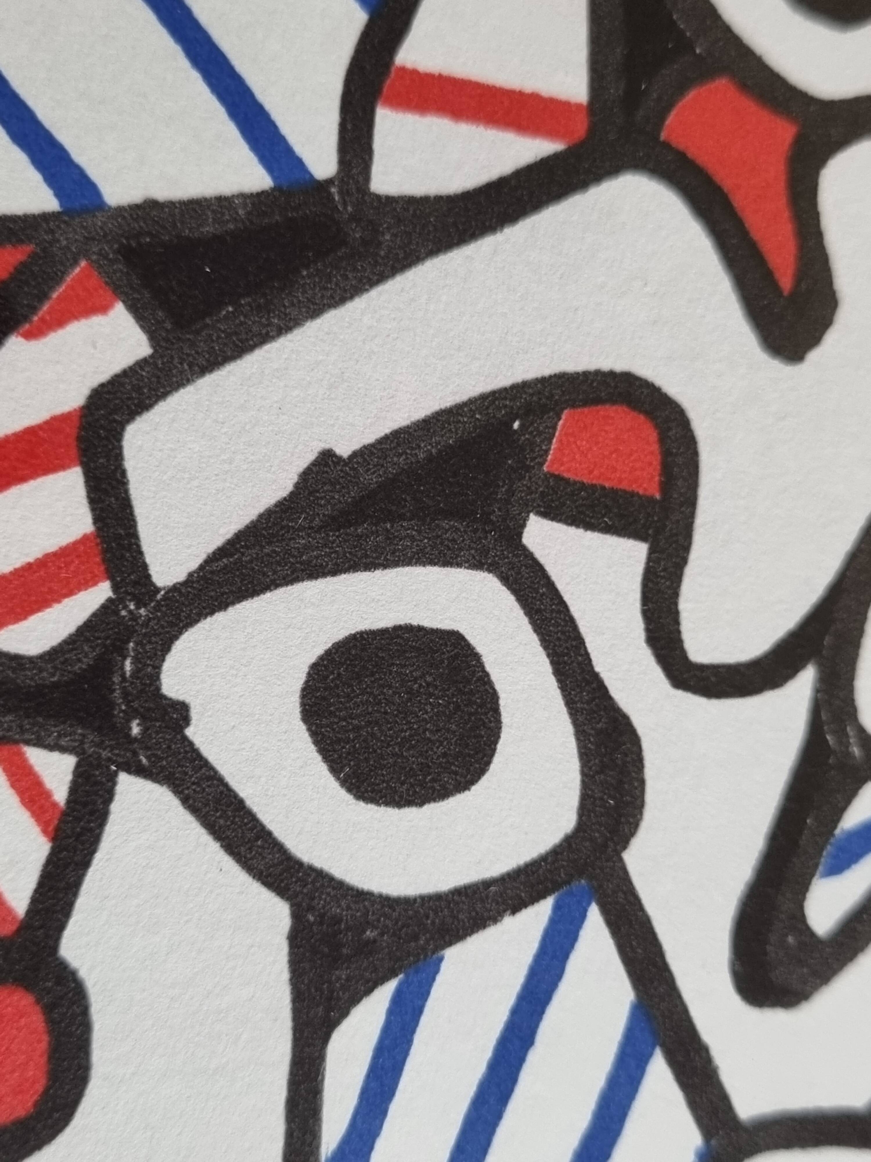 Silkscreen print after Jean Dubuffet, framed, 1970s, 31 x 25 cm