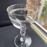 5 verres en cristal léger soufflé, taillé et guilloché