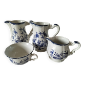 Trio of jugs and cup Sarreguemines Lancaster decoration