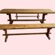 Oak monastery table with 2 original benches