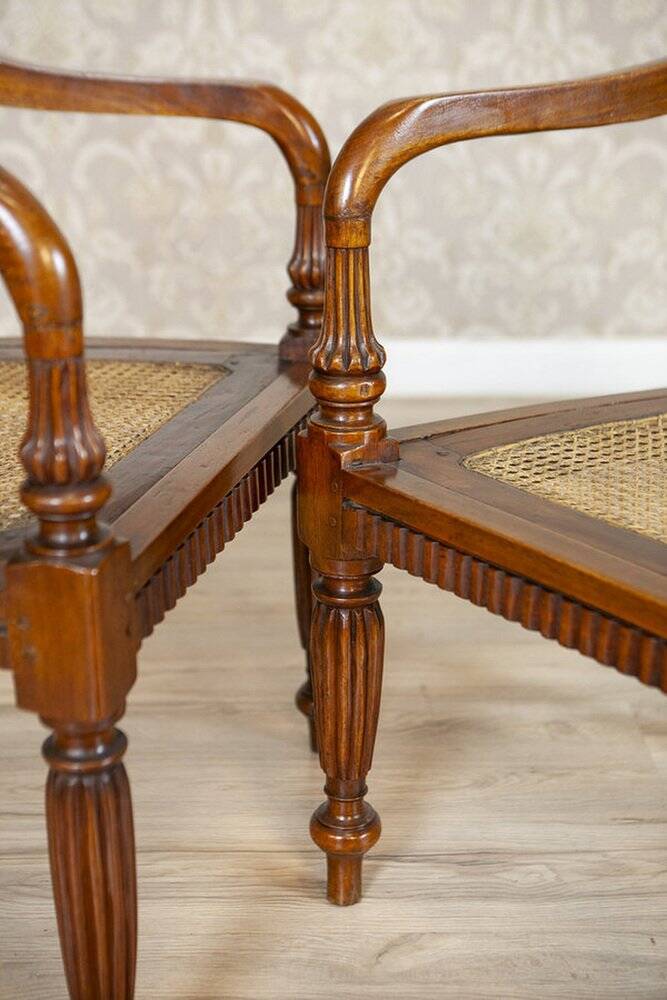 Antique Rosewood Parlor Set with Carved Backrests, Set of 3