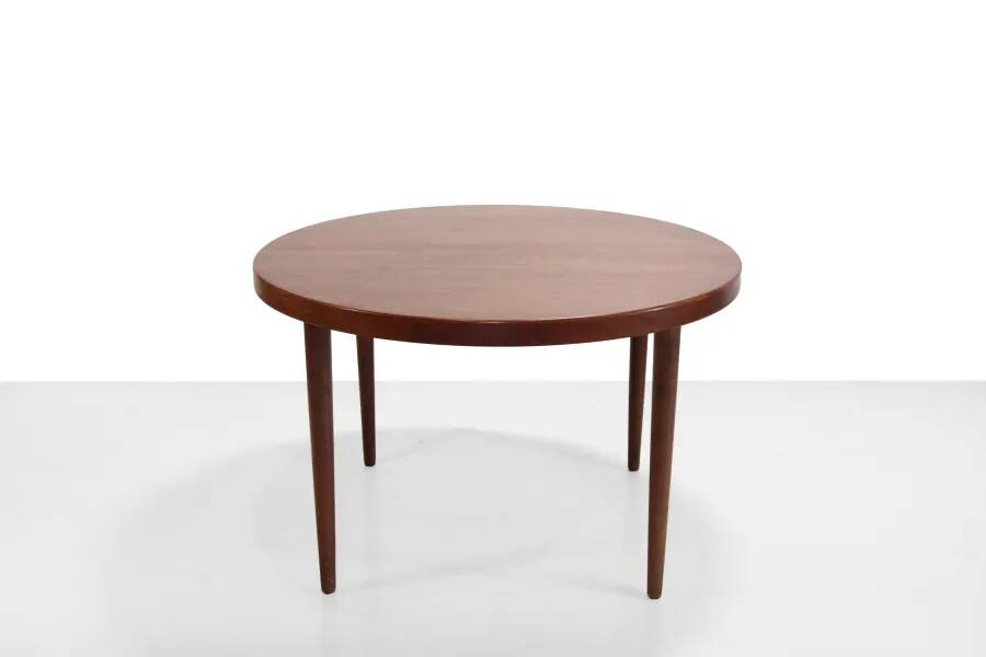 Round Rosewood dining table by Kai Kristiansen, 1960s