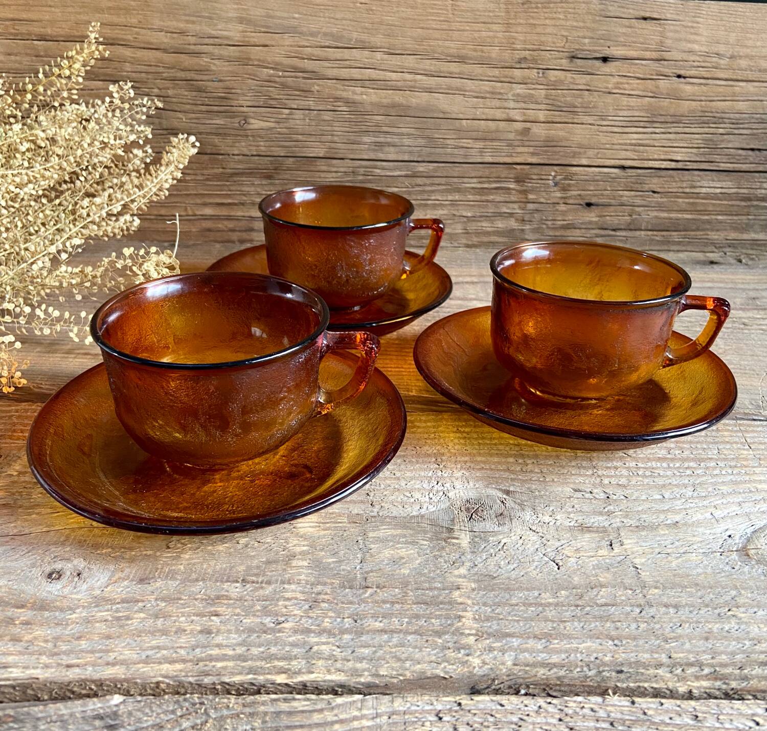 3 Arcoroc Sierra amber cups