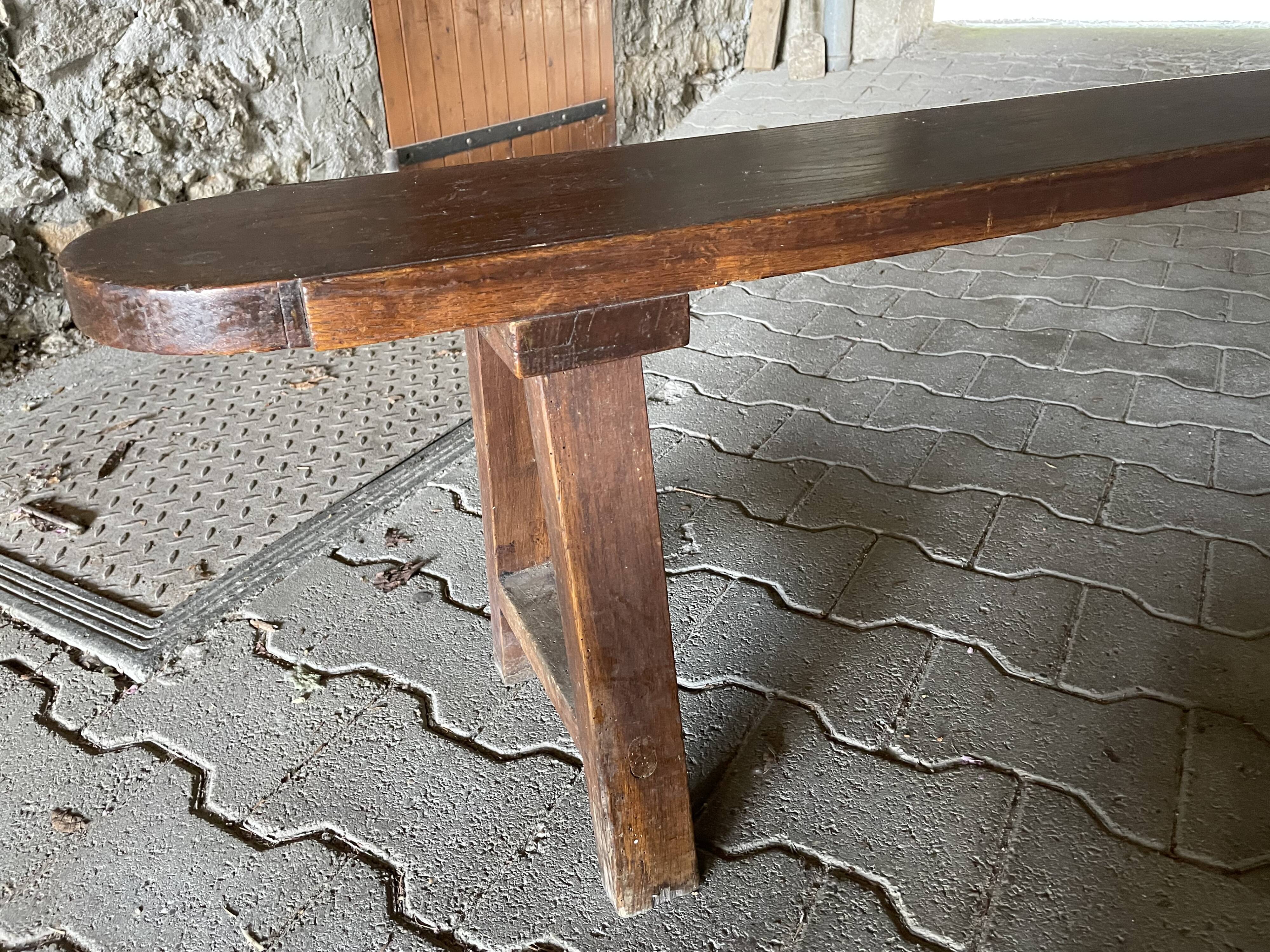 Pair of old benches in solid oak