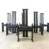 Post modern high back dining chairs, set of 6, 1970s