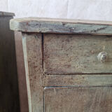 Pair of antique bedside tables with a green patina