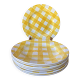 Set of 8 Digoin Sarreguemines flat plates, Scottish pattern, 1960s