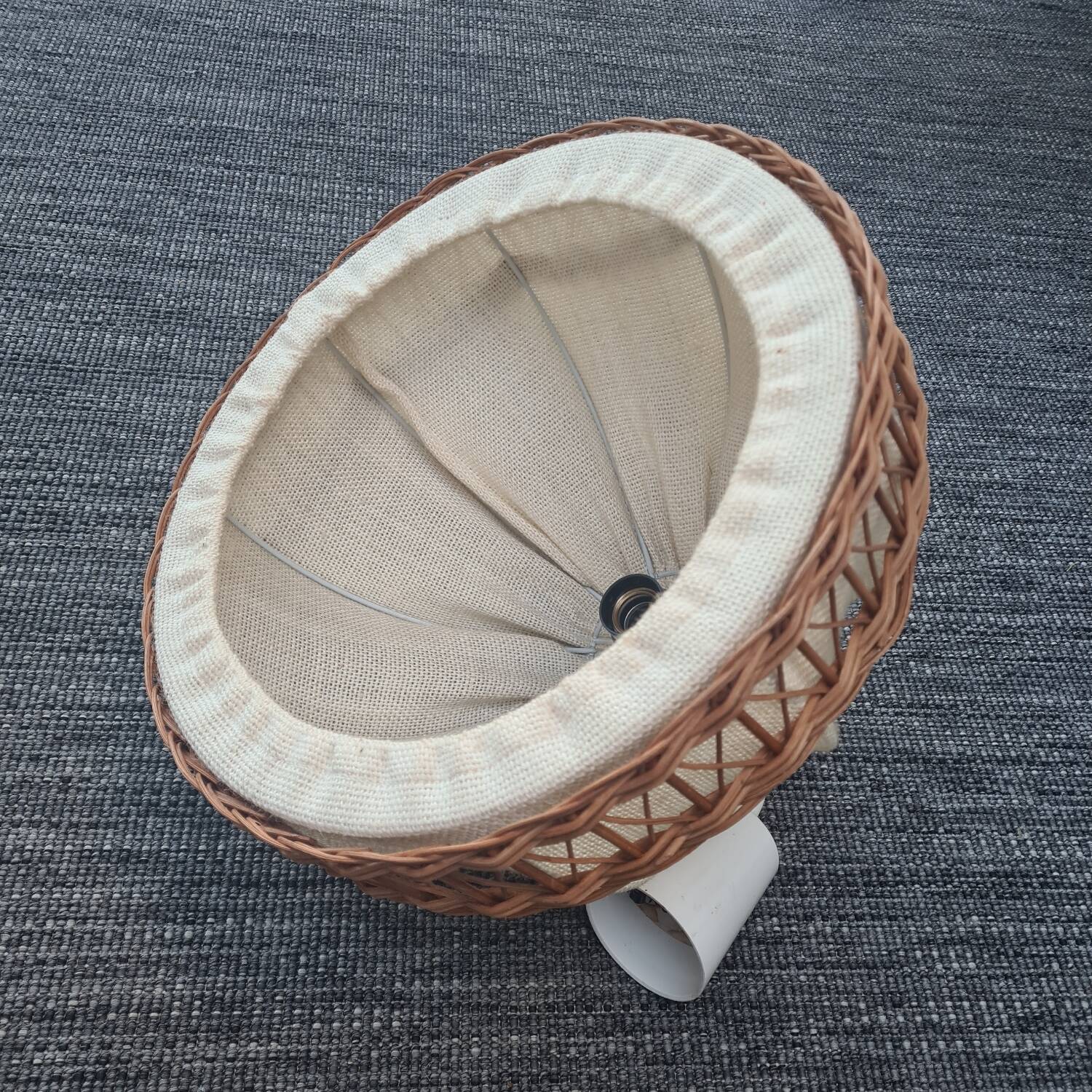 Fabric and rattan pendant light