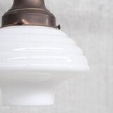 Opaline and Brass French Pendant Light