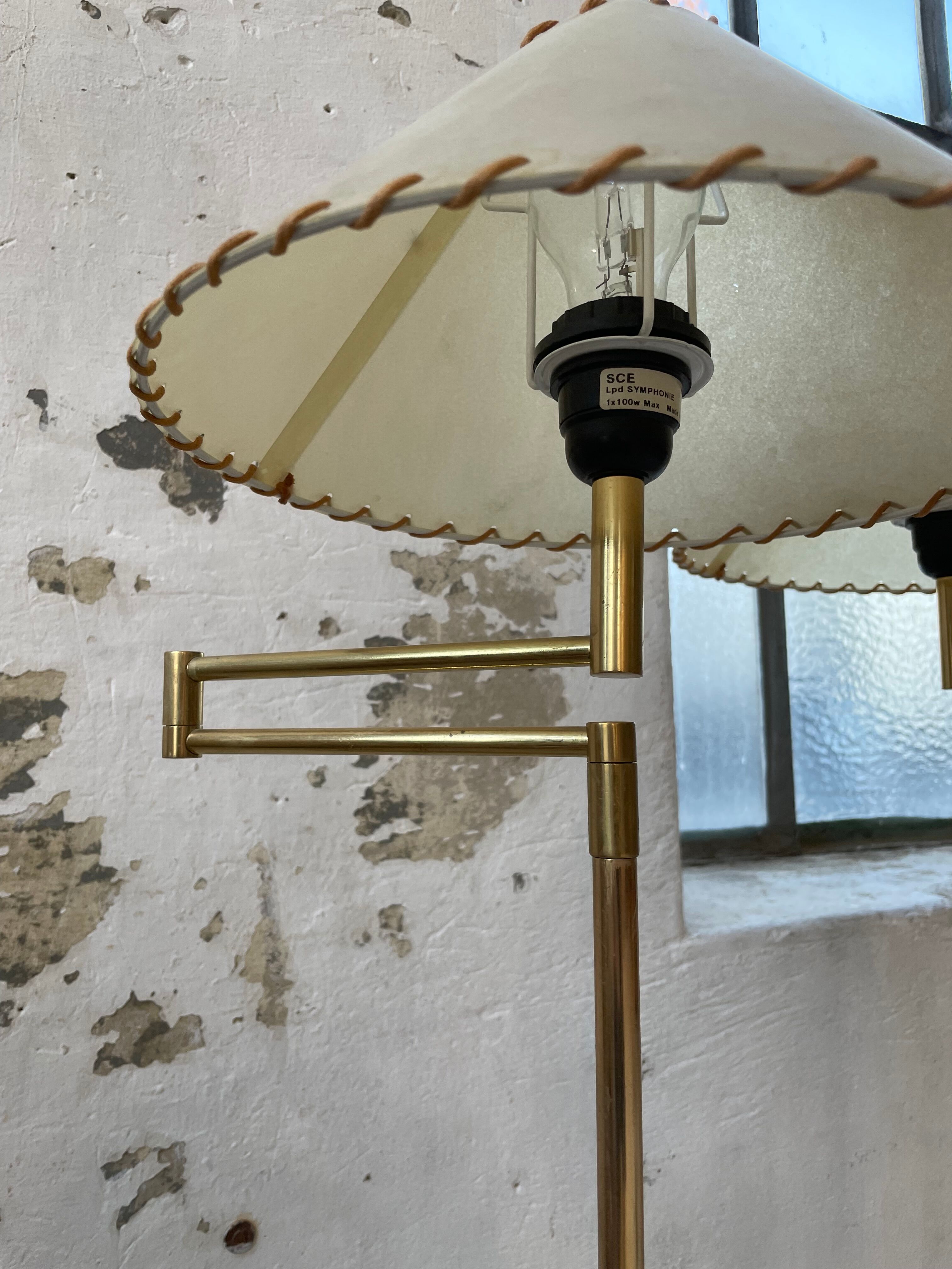 Pair of SCE floor lamps articulated brass 70s