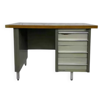 Bureau industriel des années 50 en métal et Bois Remington Rand Fran