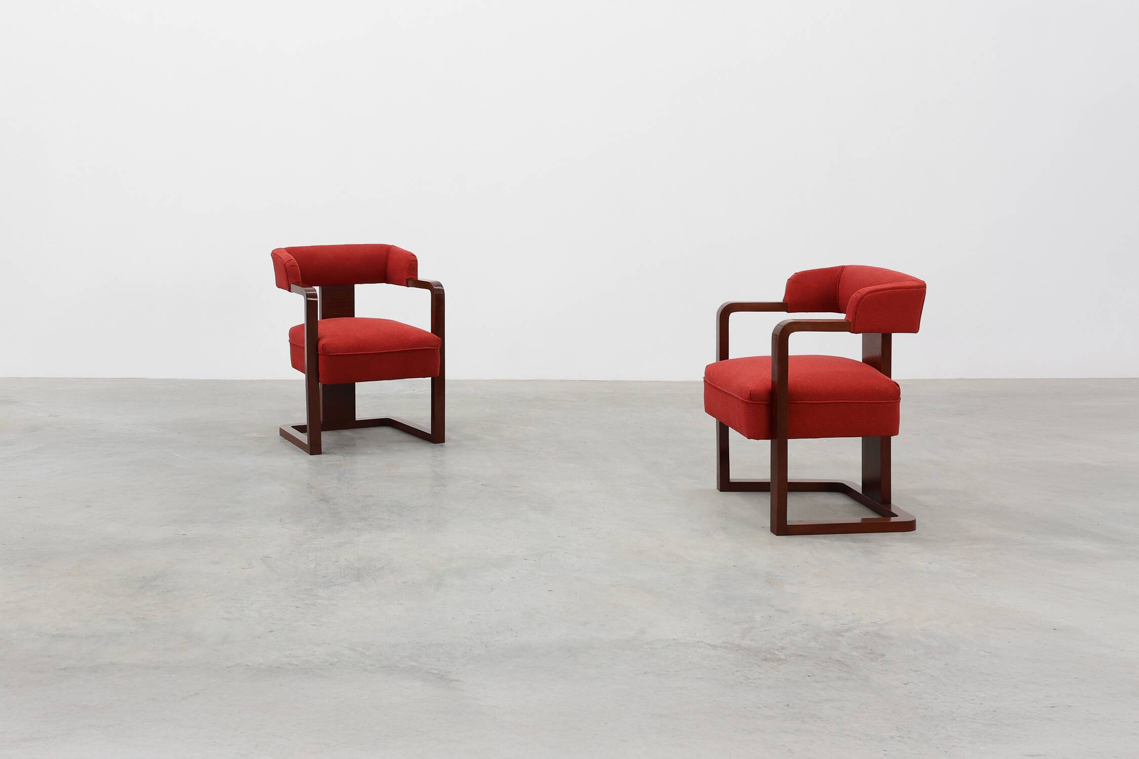 Set of Two Red Reupholstered Art Deco Chairs, Belgium ca. 1920