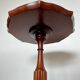 Guéridon Vintage en Bois et Cuir Marron