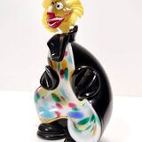 Black and Multicolored Murano Glass Clown Trinket Bowl / Ashtray, Italy