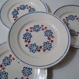 4 flat plates faience Badonviller trifle