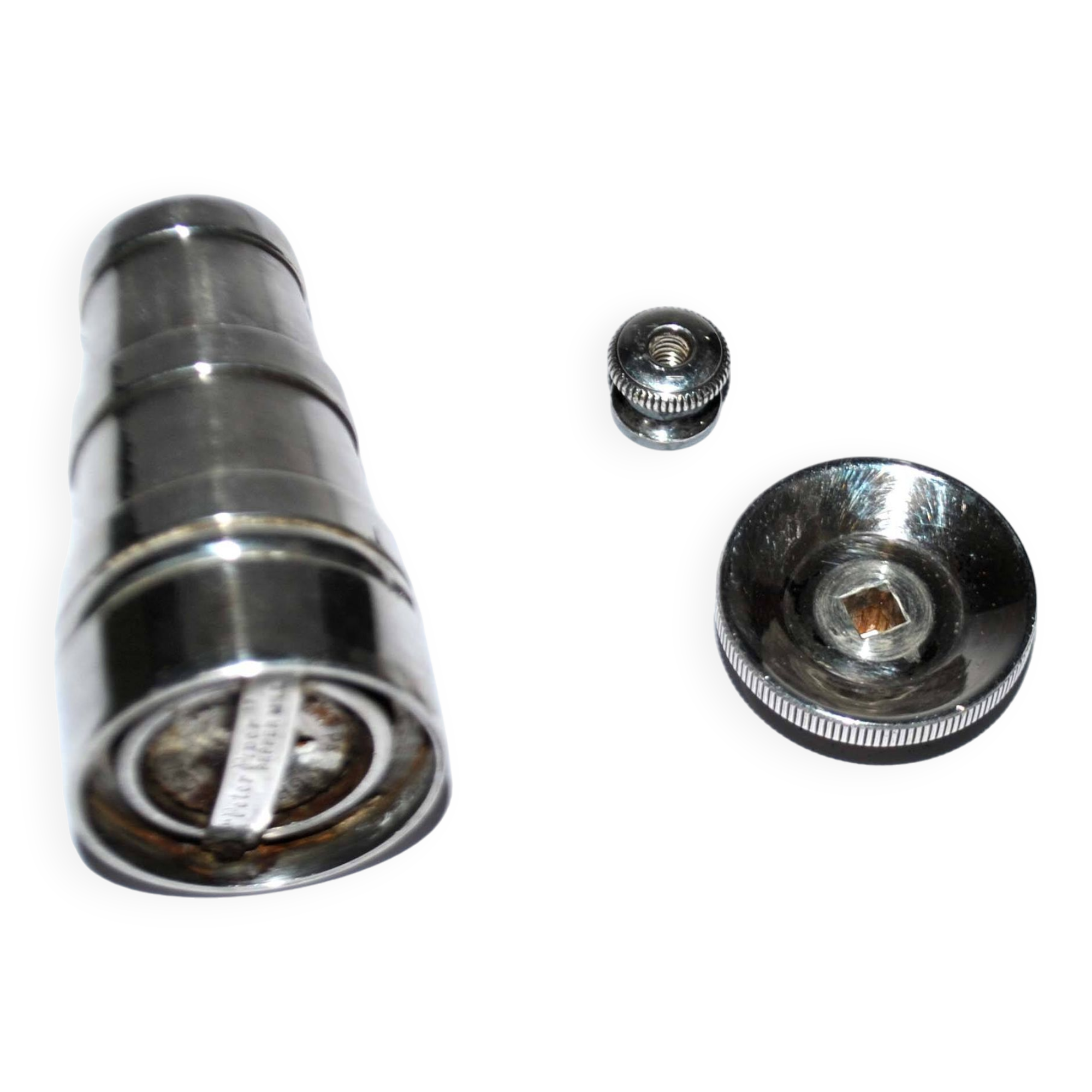 Peter piper vintage english pepper mill in silver metal park green pepper mill