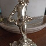 Bougeoir en laiton massif ancien - chérubin / putti