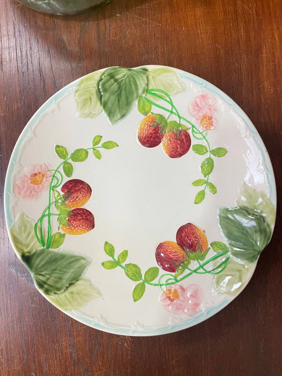 Strawberry slipware plate from Choisy le Roi