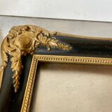 Cadre ancien Bordures noires et dorées sur bois 51 x 35,5 cm