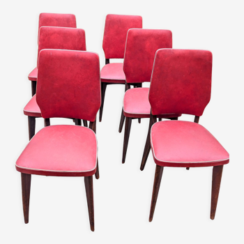 Chaises années 50 /60 skai rouge