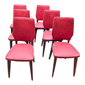 Chaises années 50 /60 skai rouge