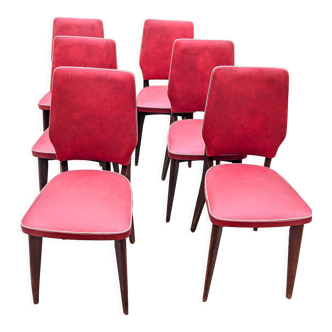 Chaises années 50 /60 skai rouge