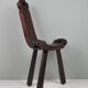 Spanish birth stool in carved wood – mid-century, brutalist spirit