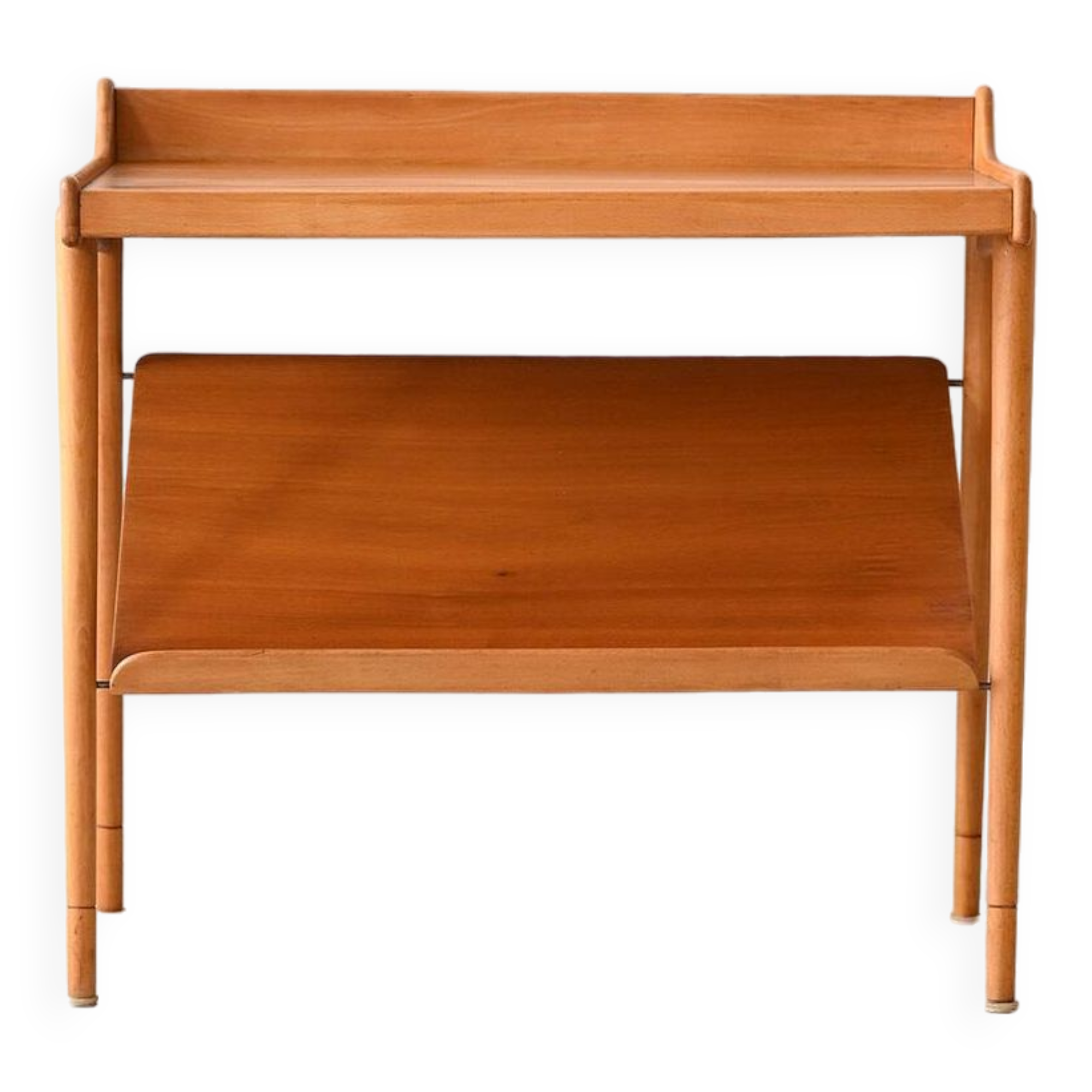 Vintage oak nightstand with magazine rack top