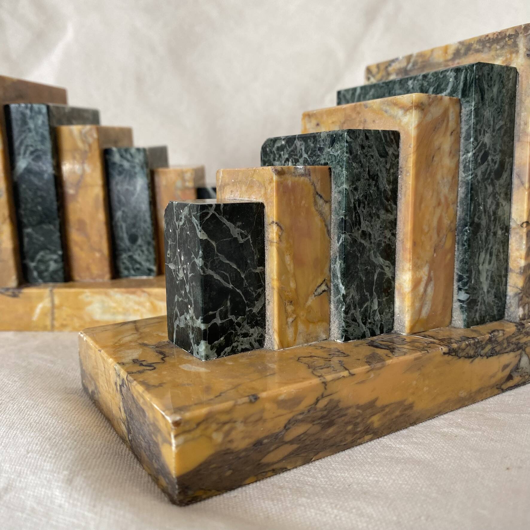 Pair of marble art deco bookends
