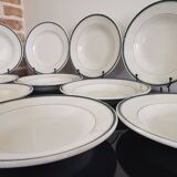 10 deep plates Moulin Des Loups Hamage green border