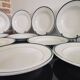10 deep plates Moulin Des Loups Hamage green border