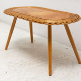 Mid century rattan stool by Jan Kalous for ÚLUV, 1960´s, Czechoslovakia