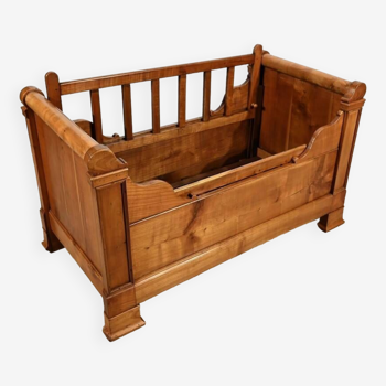 Small Child's Bed with Rolls in Cherry Wood – 1900