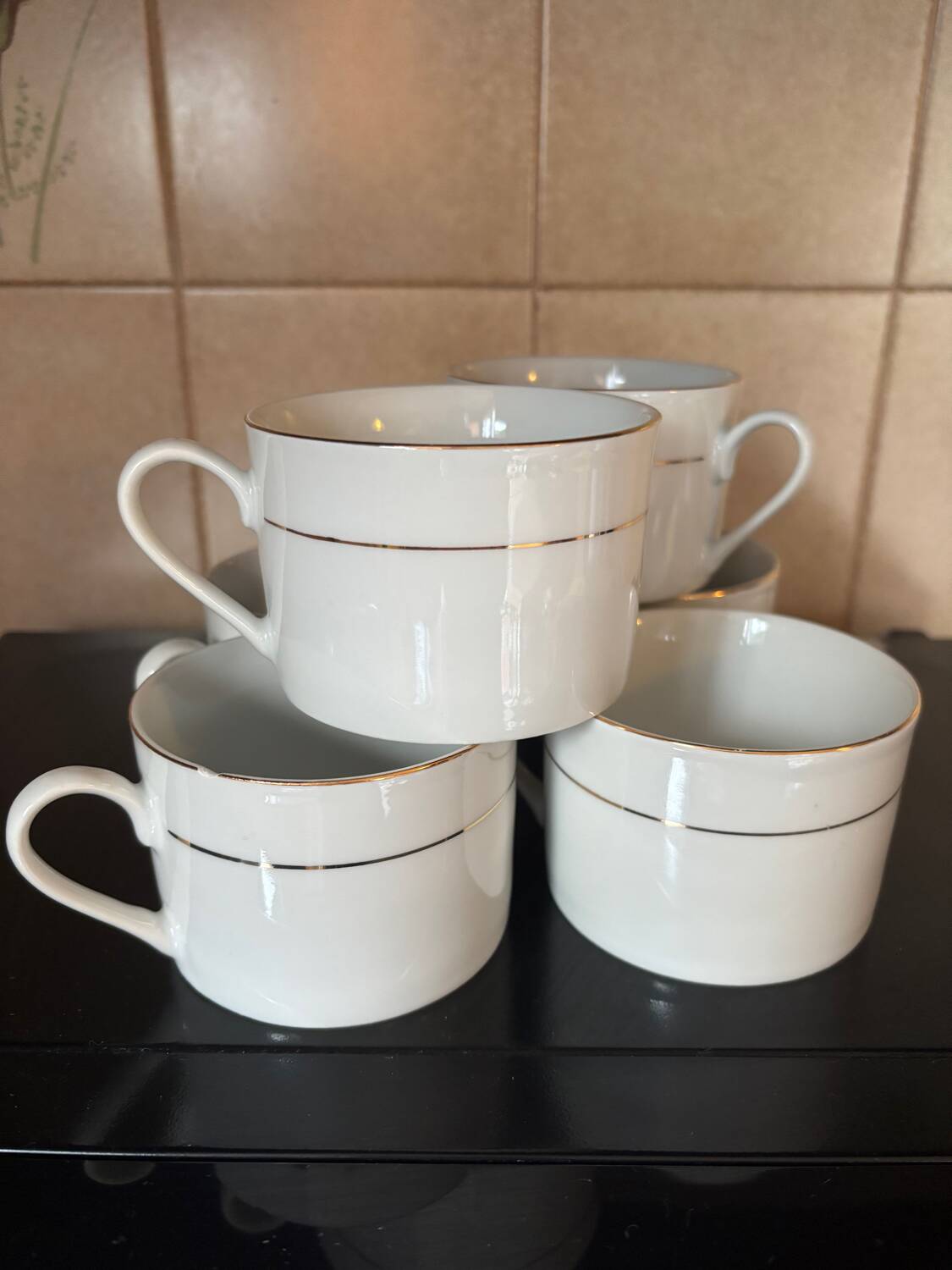 Set of six porcelain cups