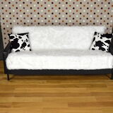 Cushion design fur cow motif is hand made in france