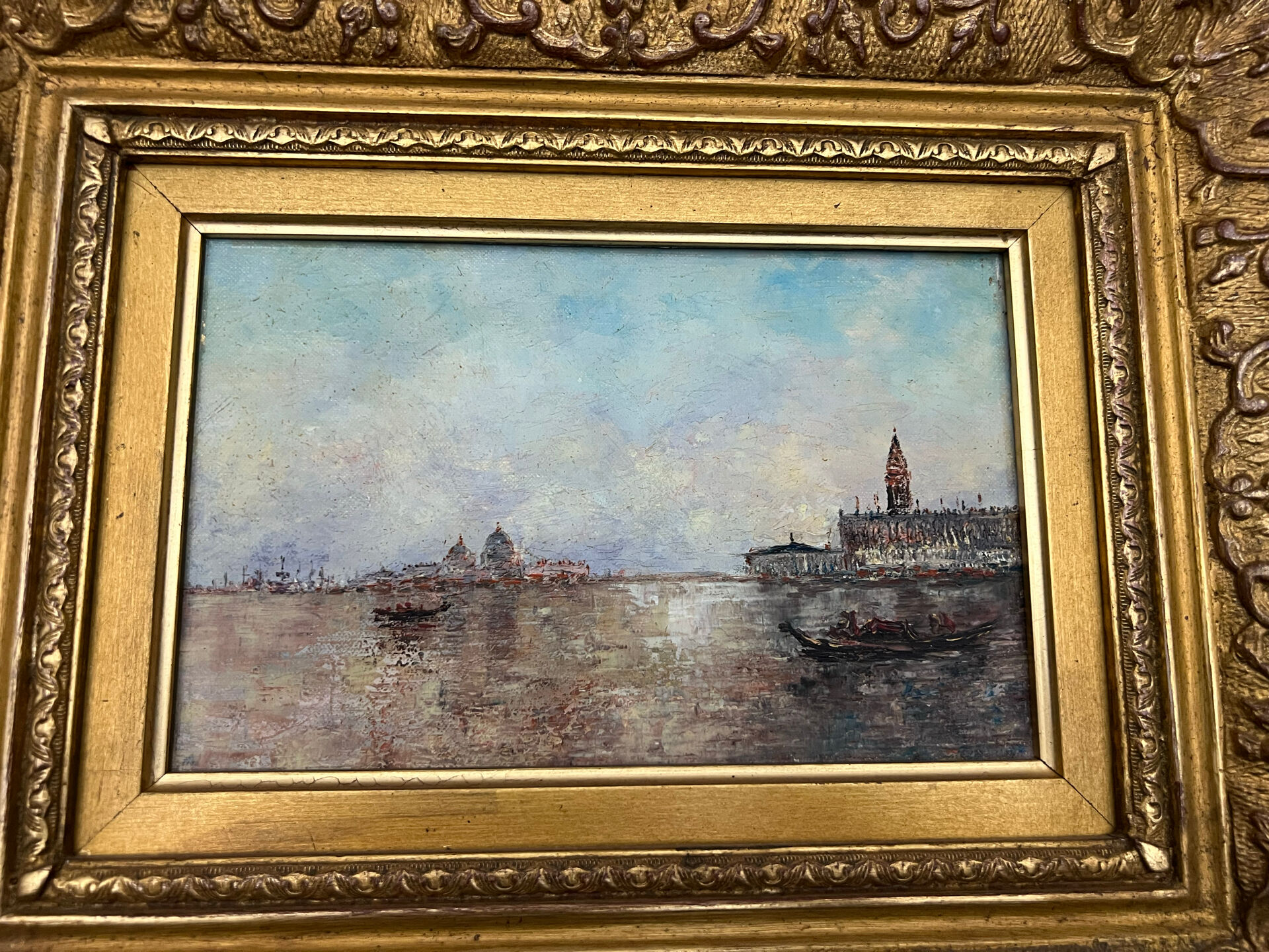 Oil on canvas, view of Venice.