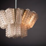 Vintage Austrolux Glass Chandelier: 1960s Mid-Century Modern Pendant Light