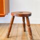 Wooden tripod stool with star, Brutalist, Popular Style, 1950