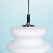 Opaline glass suspension from the space age, organic-shaped pendant.