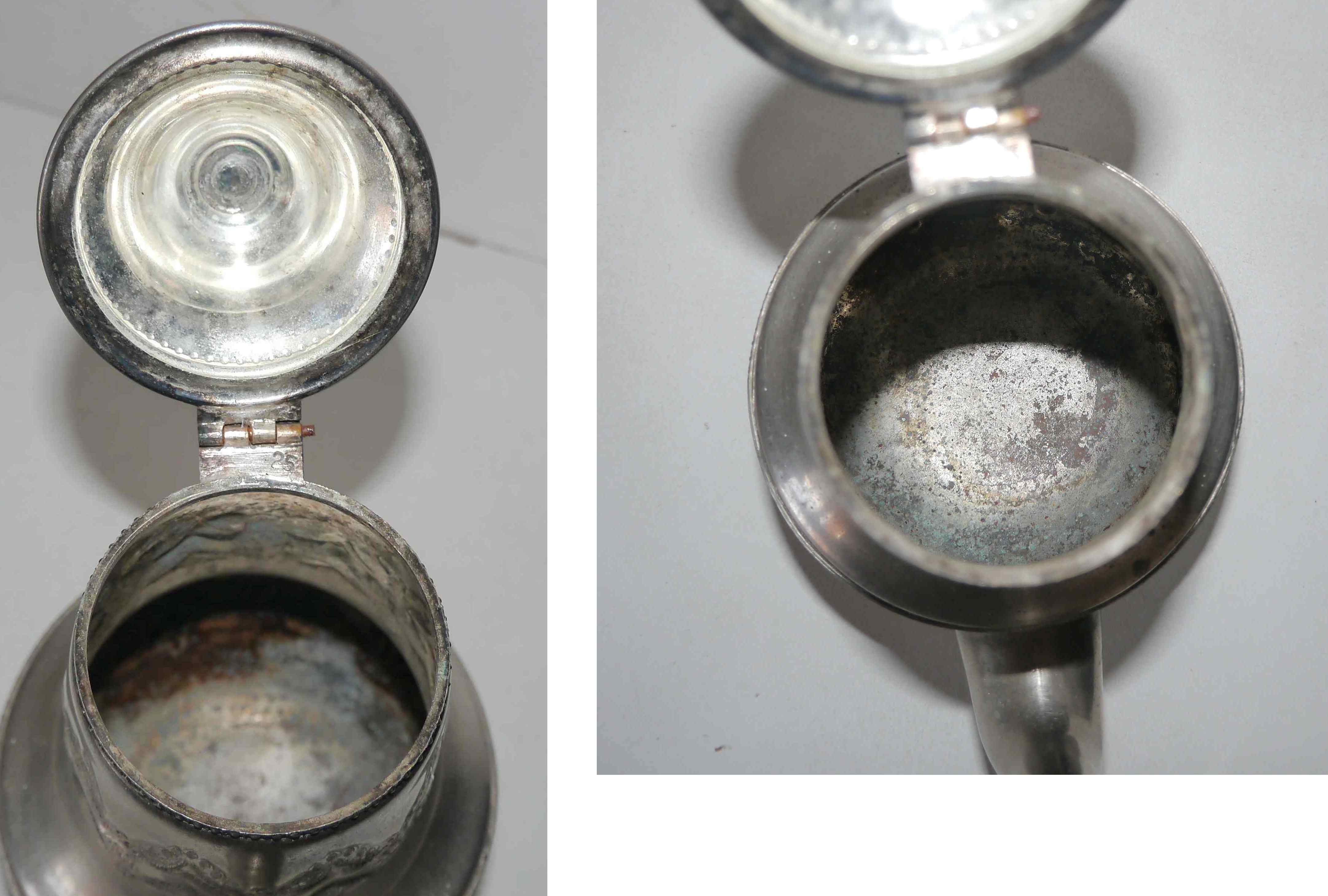 Old teapot "Le Cheval" and milk pot (SBA Fez) in silver metal