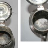 Old teapot "Le Cheval" and milk pot (SBA Fez) in silver metal