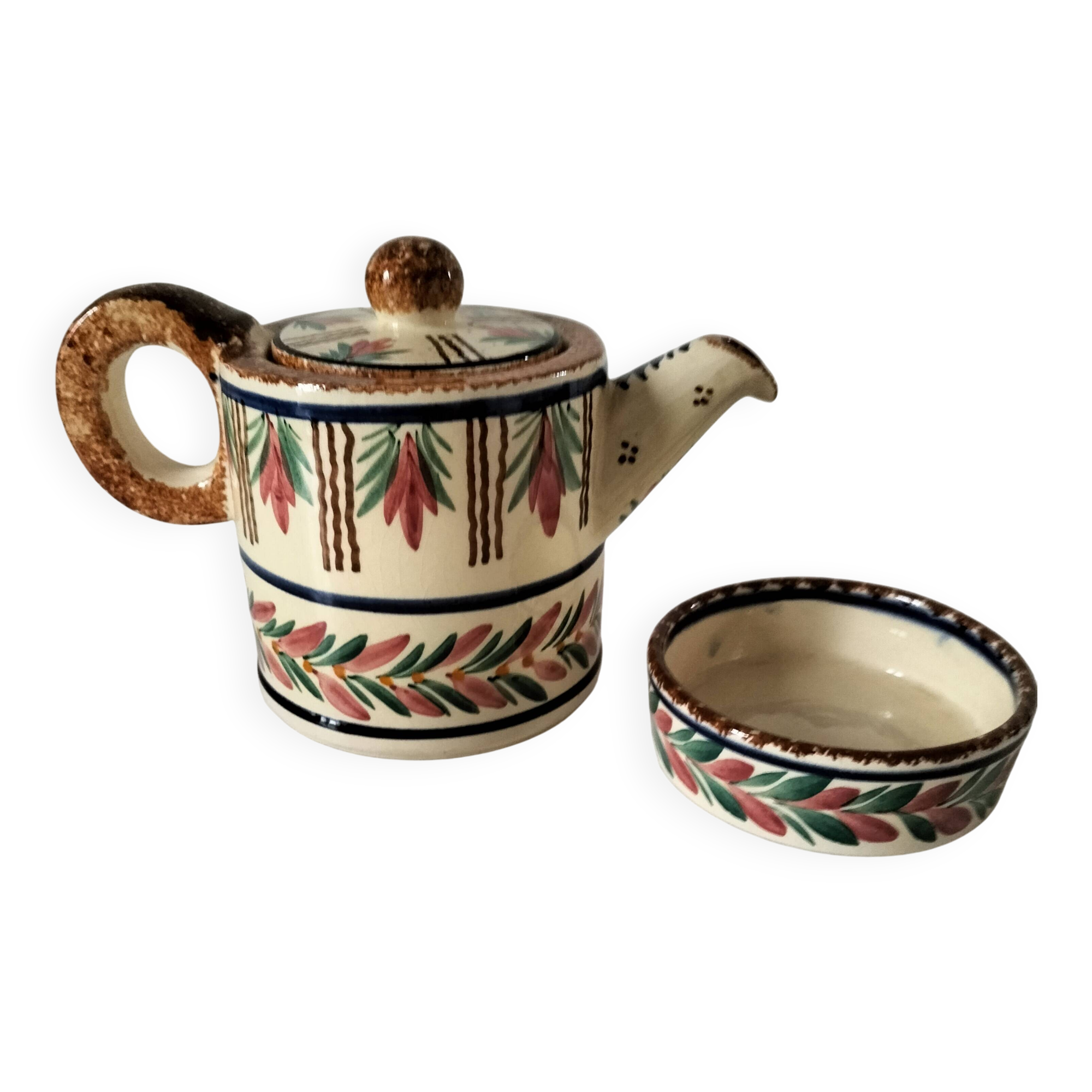 HB Quimper teapot and sugar bowl set