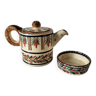 HB Quimper teapot and sugar bowl set