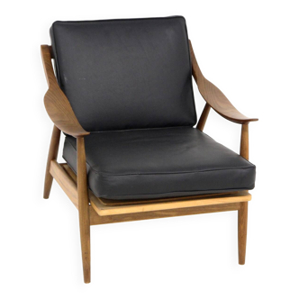 Fauteuil scandinave en cuir, Suède, 1960