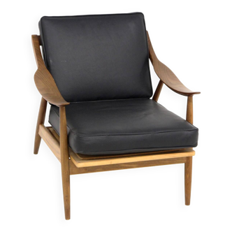 Scandinavian leather armchair, Sweden, 1960