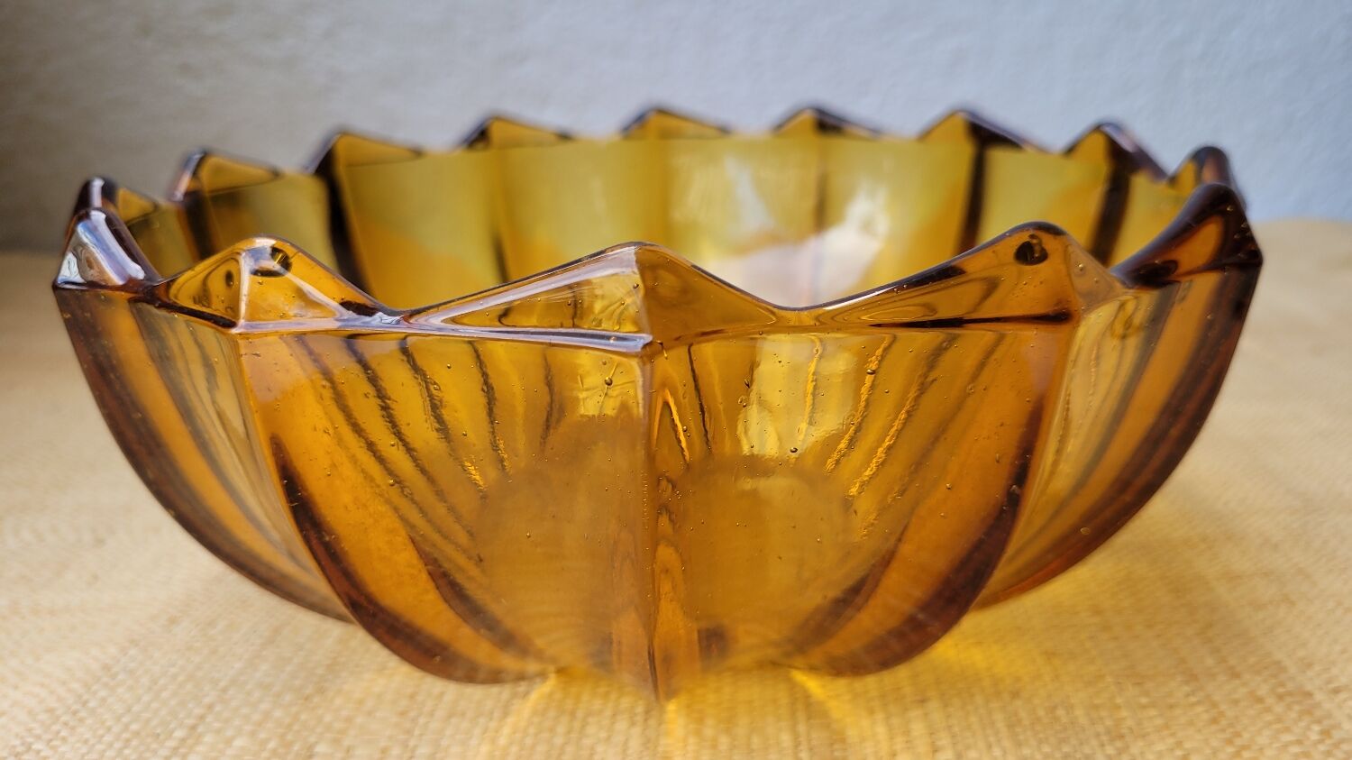 Amber glass salad bowl