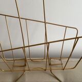 Collector vintage 60s magazine holder in gold painted metal