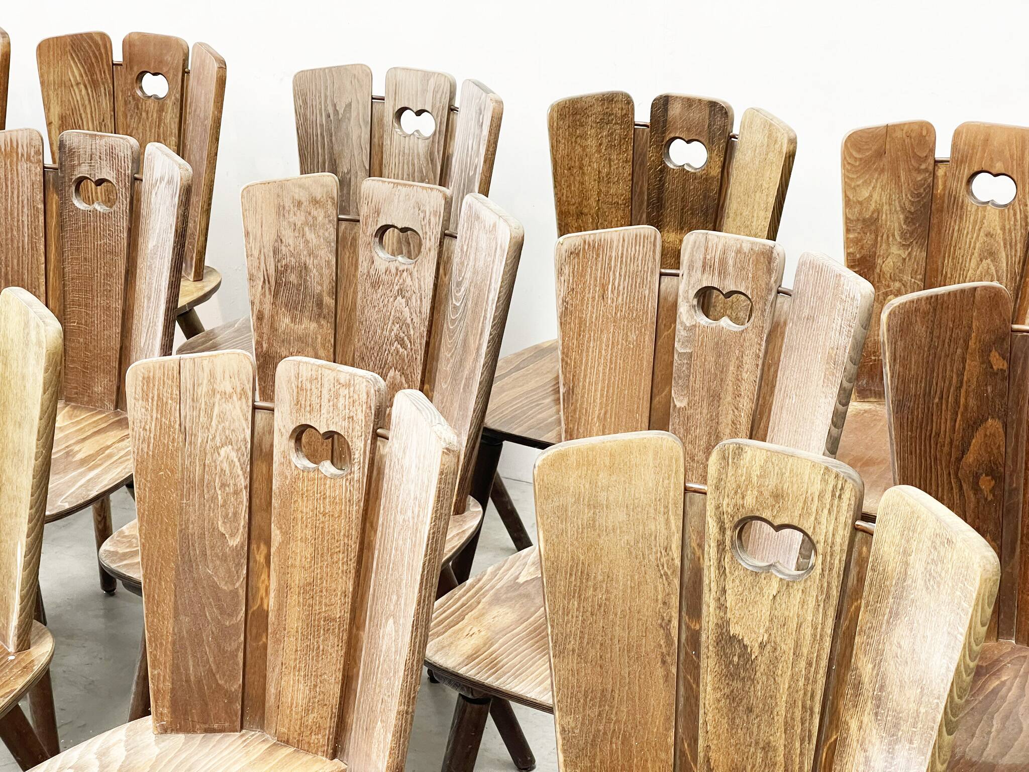 Xl lot of brutalist dining chairs