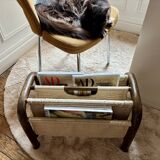 Vintage 70s wooden magazine rack