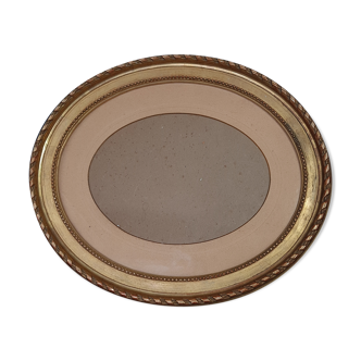 Ancien cadre oval style Louis XVI bois stuc dorure d'origine 37x31 feuillure 32x26 cm SB